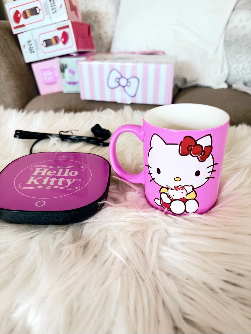 Hello Kitty Pink Ceramic Mug with Matching Pink Electric Warmer